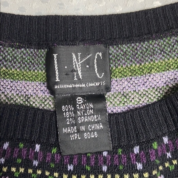 INC INTERNATIONAL CONCEPTS INC Black Sweater with Needlepoint Design on Top - Picture 2 of 6